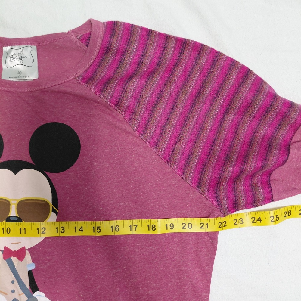 Disney Boutique Mickey Mouse Hipster Graphic Raglan Top Pink XXL - Picture 4 of 10